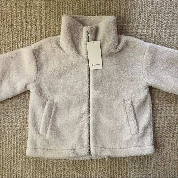 NWT Lululemon Cinchable Fleece Zip-Up Jacket in White Opal - Size 12 - Picture 7 of 14
